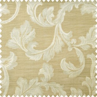 Brown and beige color traditional floral leaf swirl designs with texture finished horizontal lines polyester main curtain